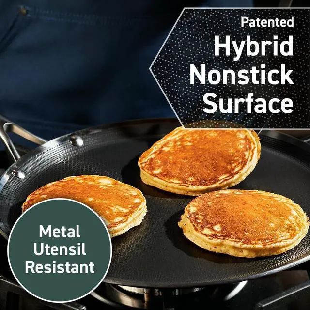 Alt view image 4 of 6 - HexClad Hybrid Nonstick 12-Inch Griddle Pan, Stay-Cool Handle, Dishwasher-Friendly, Oven-Safe Up to 900°F, Induction Ready, Compatible with All Cooktops