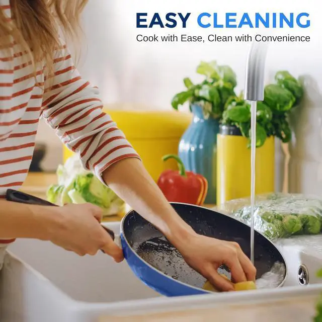 Alt view image 5 of 7 - SereneLife 20-Piece Blue Cookware and Knives Set - Includes Multi-Sized Nonstick Pots and Pans with Lids and Utensils, Heat Resistant, Dishwasher Safe