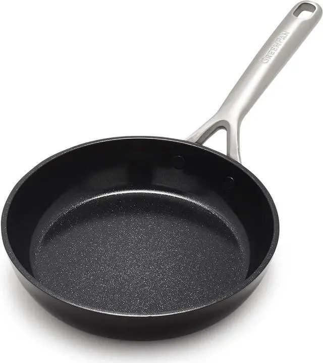 Main image of GreenPan GP5 Hard Anodized Healthy Ceramic Nonstick 8" Frying Pan Skillet, Heavy Gauge Scratch Resistant, Stay Flat Surface, Induction, Mirror Finish Handle,Oven Safe, PFAS-Free, Black