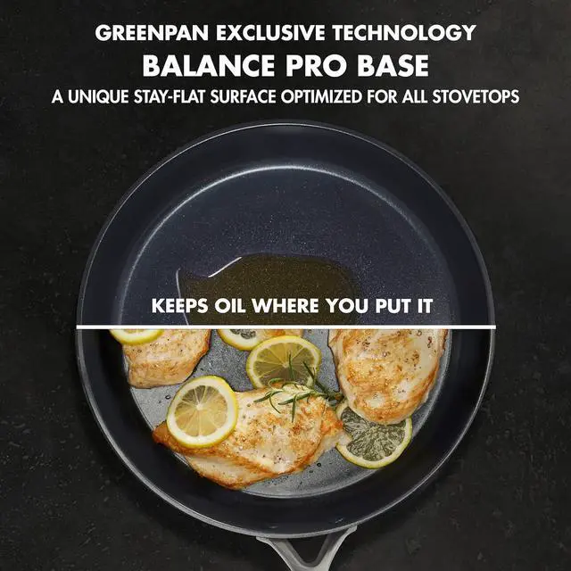 Alt view image 4 of 7 - GreenPan GP5 Hard Anodized Healthy Ceramic Nonstick 8" Frying Pan Skillet, Heavy Gauge Scratch Resistant, Stay Flat Surface, Induction, Mirror Finish Handle,Oven Safe, PFAS-Free, Black