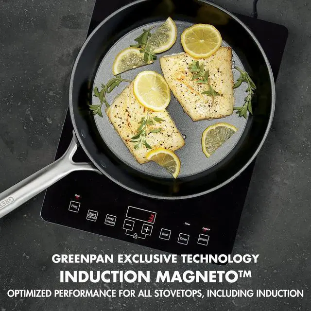 Alt view image 3 of 7 - GreenPan GP5 Hard Anodized Healthy Ceramic Nonstick 8" Frying Pan Skillet, Heavy Gauge Scratch Resistant, Stay Flat Surface, Induction, Mirror Finish Handle,Oven Safe, PFAS-Free, Black