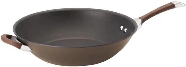 Main image of Circulon Symmetry Hard Anodized Nonstick Stir Fry / Wok Pan with Helper Handle - 14 Inch, Chocolate