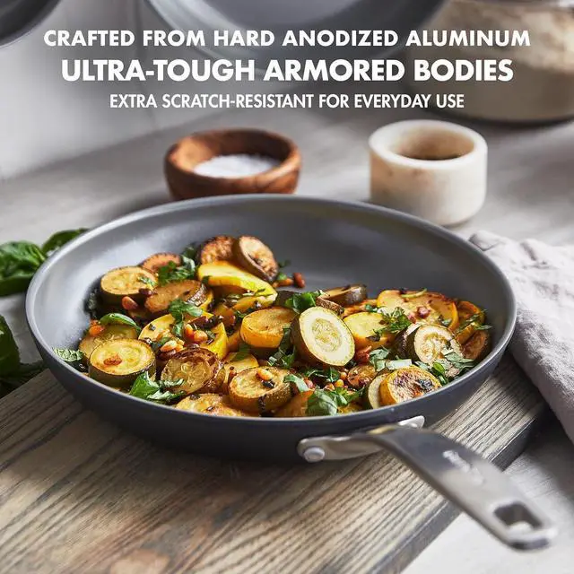 Alt view image 5 of 7 - GreenPan Chatham Hard Anodized Healthy Ceramic Nonstick, 10" and 12" Frying Pan Skillet Set, PFAS-Free, Dishwasher Safe, Oven Safe, Gray