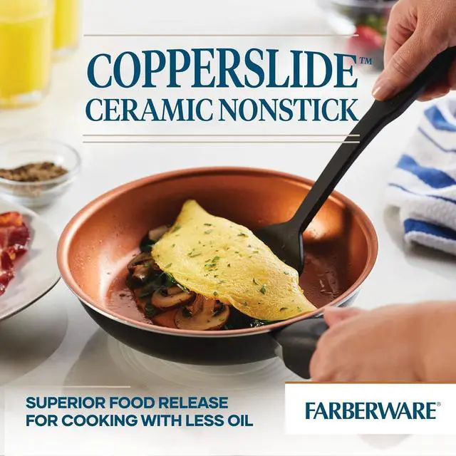 Alt view image 2 of 4 - Farberware Glide Ceramic Nonstick Dishwasher Safe Egg Poacher Pan/Skillet with 4 Poaching Cups and Lid, 8 Inch, Black