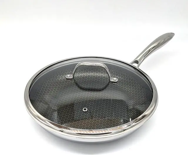 Main image of 11 Inch Hexagon Surface Hybrid Stainless Steel Frying Pan with Lid