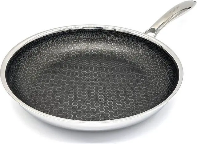 Alt view image 2 of 7 - 11 Inch Hexagon Surface Hybrid Stainless Steel Frying Pan with Lid