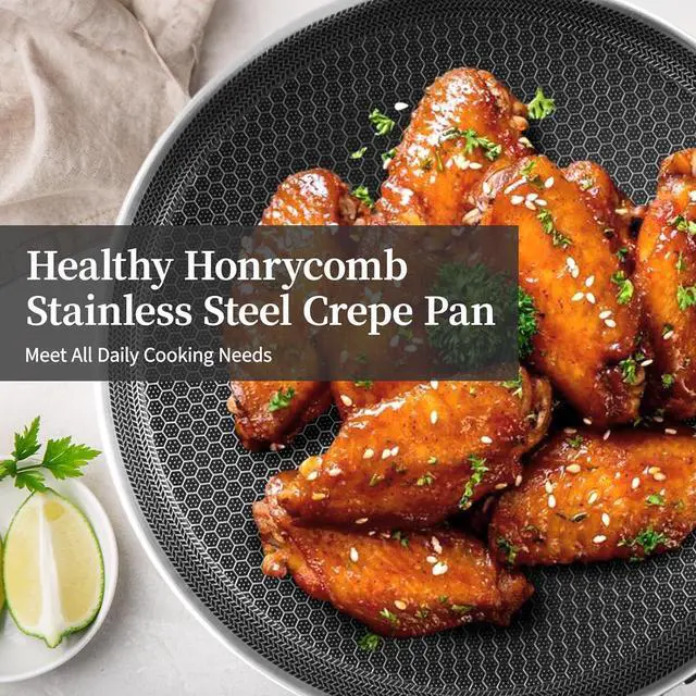 Alt view image 7 of 7 - Stainless Steel Crepe Pan - 10 Inch Nonstick Crepe Pan, Stainless Steel Honeycomb Coating Pancake Pan, Non Stick Flat Skillet Tawa Dosa Tortilla Griddle Pan, Induction Compatible, PFOA Free