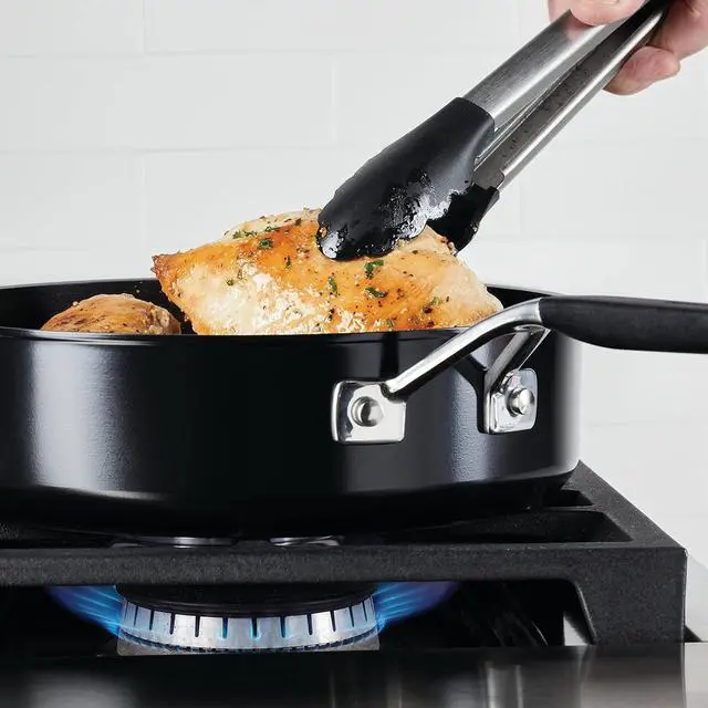 Alt view image 7 of 7 - KitchenAid Hard Anodized Nonstick Saute/Fry Pan with Lid, 3 Quart, Onyx Black