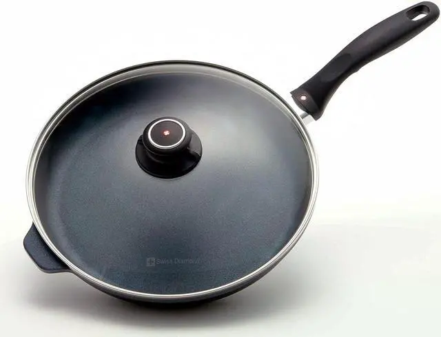 Alt view image 3 of 7 - Swiss Diamond Frying Pans Nonstick with Lid, Nonstick Diamond Coated Aluminum Skillets and Oven Safe Frying Pans with Lids, Cover Included, 12.5 Inch