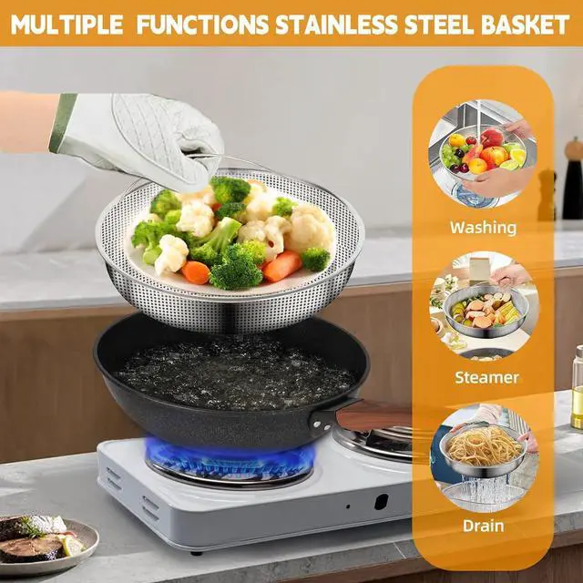 Alt view image 5 of 6 - AOSION 13'' Nonstick Wok, Woks & Stir-Fry Pans Non Stick Wok with Lid and Steamer Basket Spatula Ladle, 100% PFOA Free Induction Wok Pan for Electric, Gas, Halogen, All Stoves