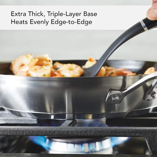 Alt view image 3 of 7 - KitchenAid 3-Ply Base Brushed Stainless Steel Nonstick Fry Pan/Skillet, 12 Inch