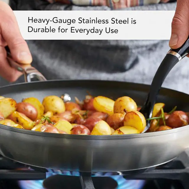 Alt view image 5 of 7 - KitchenAid 3-Ply Base Brushed Stainless Steel Nonstick Fry Pan/Skillet, 12 Inch