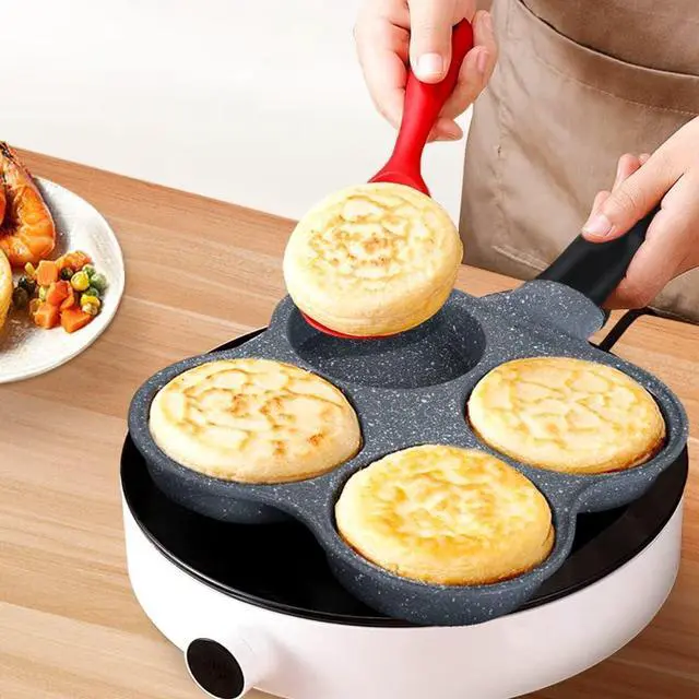 Alt view image 3 of 5 - Buecmue Rustless Egg Frying Pan | 4-Cup Nonstick Easy Clean Egg Cooker Omelet Pan For Breakfast Swedish Pancake, Plett, Crepe Pan Gas Stove and Other Stoves Cookware