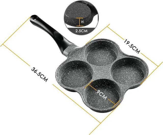 Alt view image 4 of 5 - Buecmue Rustless Egg Frying Pan | 4-Cup Nonstick Easy Clean Egg Cooker Omelet Pan For Breakfast Swedish Pancake, Plett, Crepe Pan Gas Stove and Other Stoves Cookware