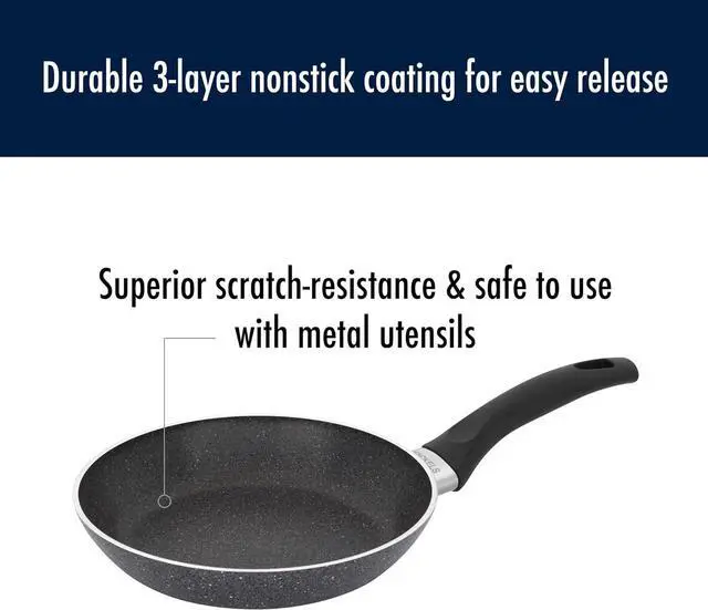 Alt view image 4 of 6 - Henckels Everlift 8-inch Granitium Nonstick Frying Pan, Made in Italy, durable 3-layer granite-hued nonstick coating from recycled materials, Oven safe to 400°F, Dishwasher safe
