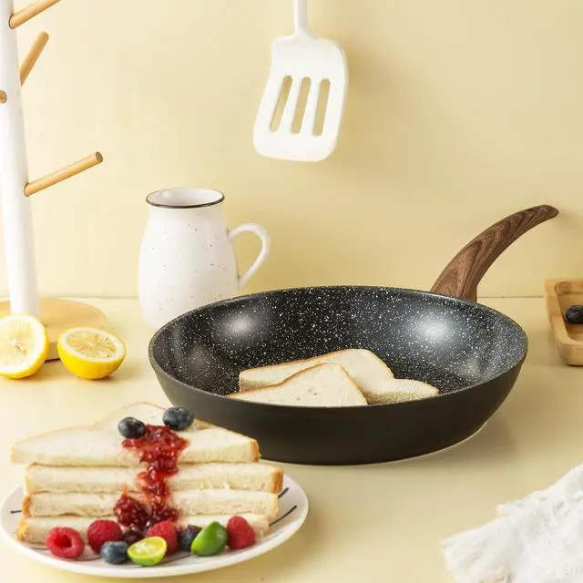 Alt view image 7 of 7 - Pots and Pans Set Non Stick, Ceramic Cookware Set with Granite Pattern Kitchen Cooking Sets Induction Pot and Pan w/Frying Pans, Saucepans, Casserole, Non-Toxic, PTFE/PFOA/PFOS-Free, Black