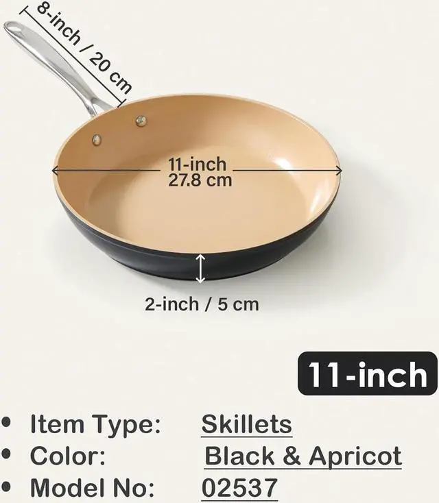 Alt view image 4 of 7 - Cooks Standard 11-Inch, Black Nonstick Hard Anodized Fry Saute Omelet Pan