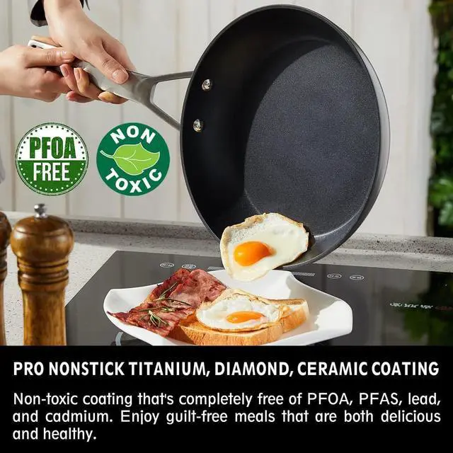 Alt view image 3 of 7 - MsMk Non Stick Frying Pans, 10 Inch and 12 Inch Nonstick Frying Pan Set PFOA Free Non-Toxic, Skillet Set for Induction, Ceramic and Gas Cooktops