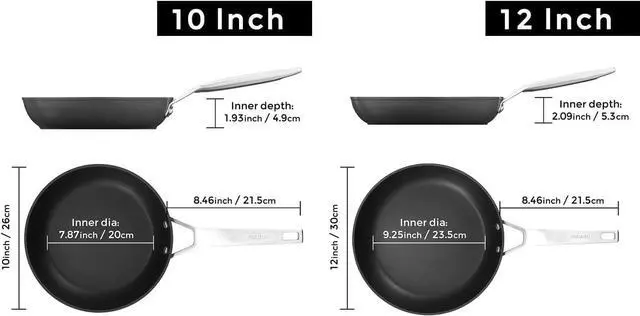 Alt view image 6 of 7 - MsMk Non Stick Frying Pans, 10 Inch and 12 Inch Nonstick Frying Pan Set PFOA Free Non-Toxic, Skillet Set for Induction, Ceramic and Gas Cooktops