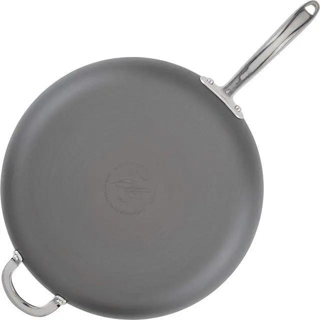 Alt view image 7 of 7 - Rachael Ray 80089 Professional Hard Anodized Nonstick Frying/Fry Pan/Skillet with Helper Handle, 14 Inch - Gray