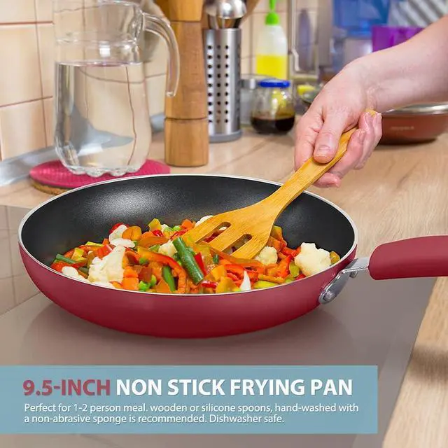 Alt view image 2 of 7 - SHINEURI Frying Pans 6 Pieces Nonstick Cookware Set 9.5 and 11 Frying Pan Skillet Pan and Wok with Lid Ceramic Cookware Set