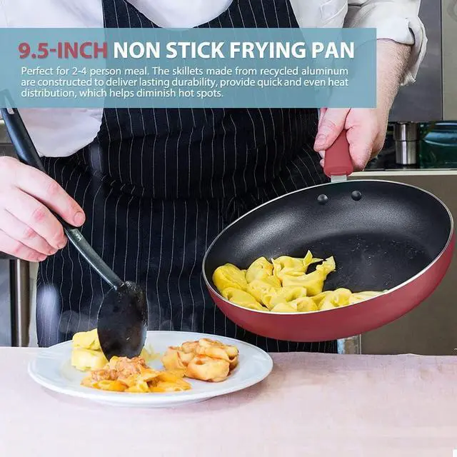 Alt view image 3 of 7 - SHINEURI Frying Pans 6 Pieces Nonstick Cookware Set 9.5 and 11 Frying Pan Skillet Pan and Wok with Lid Ceramic Cookware Set