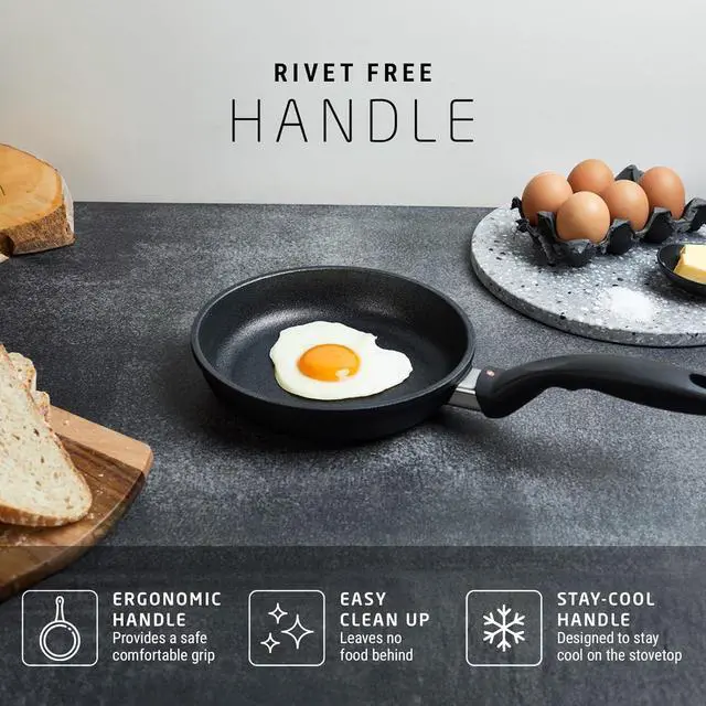 Alt view image 3 of 7 - Swiss Diamond 8 Inch Frying Pan Nonstick Diamond Frying Pan Aluminum Coated Skillet, Dishwasher Safe and Oven Safe, Grey