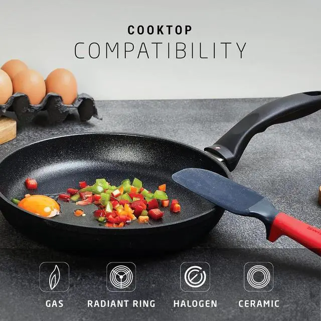 Alt view image 4 of 7 - Swiss Diamond 8 Inch Frying Pan Nonstick Diamond Frying Pan Aluminum Coated Skillet, Dishwasher Safe and Oven Safe, Grey