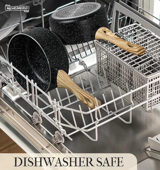 Alt view image 5 of 7 - MICHELANGELO Saucepan Set with Lid, Nonstick Sauce Pan with Lid 1QT, 2QT & 3QT, Stone Saucepan Sets, Small Sauce Pot with Lid, Granite Sauce pan 3 Piece, Sauce Pots, Black