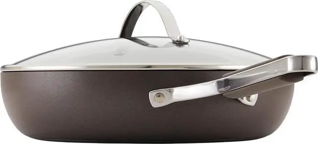 Alt view image 7 of 7 - Ayesha Curry Kitchenware 80293 Professional Hard Anodized Nonstick Deep Frying Pan/Skillet with Lid and Helper Handle, 12.25 Inch - Charcoal