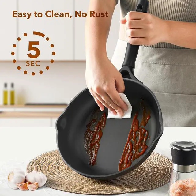 Alt view image 4 of 7 - Nonstick Frying Pan 10 Inch, Non Stick Skillet Omelette Pan, Cookware Chef's Pan, Compatible with All Stovetops, PFOA Free