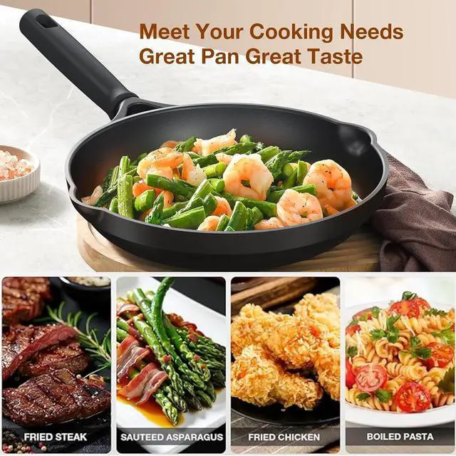 Alt view image 5 of 7 - Nonstick Frying Pan 10 Inch, Non Stick Skillet Omelette Pan, Cookware Chef's Pan, Compatible with All Stovetops, PFOA Free
