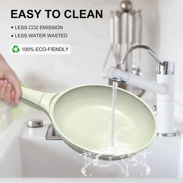 Alt view image 4 of 6 - Non Stick Frying Pan 11 Inch with Tempered Glass Lid - Super Nonstick, 100% PFOA/PFAS Free & Healthy Non-Toxic - Omelette & Egg Pan Skillet for All Stovetops (Induction/Gas/Electric), Dishwasher Safe