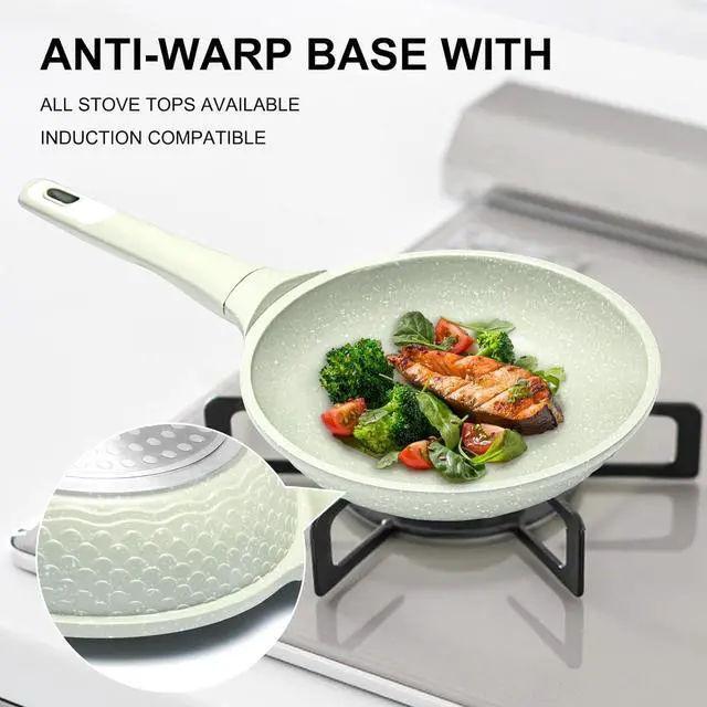 Alt view image 7 of 7 - Non stick Frying Pans 8 in Skillet with Lid, Omelet Pan, Small Frying Pans Nonstick, Healthy Cookware Non Toxic Chefs Pan, Egg Pan with Heat Resistant Handle,100% PFOA PFAS-Free, Cooking all stovetop