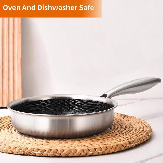 Alt view image 6 of 6 - DELARLO Tri-Ply Stainless Steel 5.5 Inch Omelet Pans, Small Frying Pan Compatible with All Cooktops 500,Oven Safe Mini Skillet