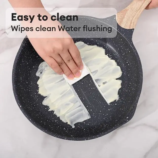 Alt view image 5 of 7 - JEETEE Nonstick Frying Pans Set, Skillets Set 2 Pcs, 8" 10" Granite Non-Stick Frying pan, Nonstick Omelette Skillet with Soft Touch Handle, Grey