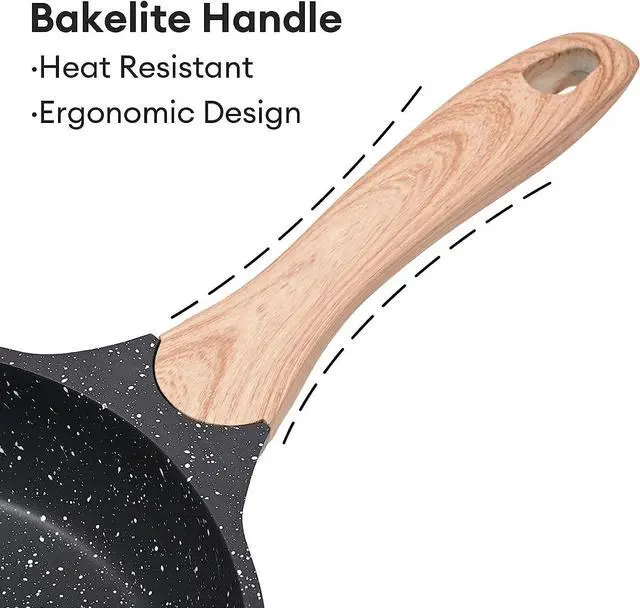 Alt view image 7 of 7 - JEETEE Nonstick Frying Pans Set, Skillets Set 2 Pcs, 8" 10" Granite Non-Stick Frying pan, Nonstick Omelette Skillet with Soft Touch Handle, Grey