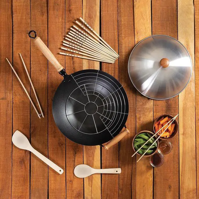 Alt view image 5 of 7 - Joyce Chen 22-9938, Pro Chef 14 Inch 10 Piece Excalibur Non-Stick Wok Set