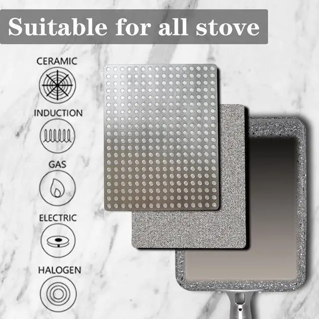 Alt view image 5 of 7 - 9 PCS Tamagoyaki Pan Set, Japanese Omelette Pan Nonstick with Lid, Square Japanese Egg Pan, Rectangle Tamago Pan 7" x 5" Grey