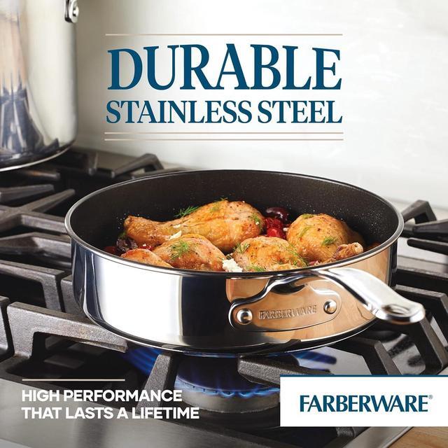 Alt view image 6 of 7 - Farberware Millennium Stainless Steel Nonstick Cookware Set, 10-Piece Pot and Pan Set, Stainless Steel