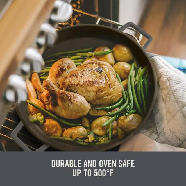 Alt view image 7 of 7 - Zakarian by Dash 13 Inch Nonstick Cast Iron Dual Handle Pan, Titanium Ceramic Coated Frying Pan, Grey