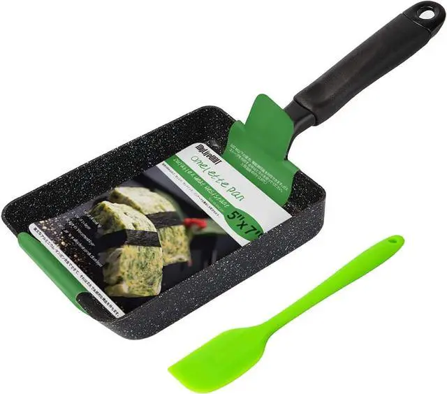 Main image of MyLifeUNIT Tamagoyaki Pan, Japanese Omelette Pan Nonstick with Silicone Spatula, Square Egg Pan 7 x 5 inches, Black