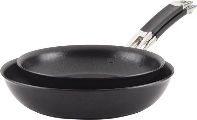 Main image of Anolon Smart Stack Hard Anodized Nonstick Frying Pan Set/ Skillet Set - 10 Inch and 12 Inch, Black