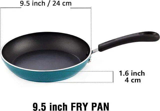 Alt view image 2 of 7 - Cook N Home Nonstick Saute Skillet Fry Pan, 9.5 Inch Kitchen Non-stick Cookware Cooking Frying Pan, Induction Compatible, Turquoise