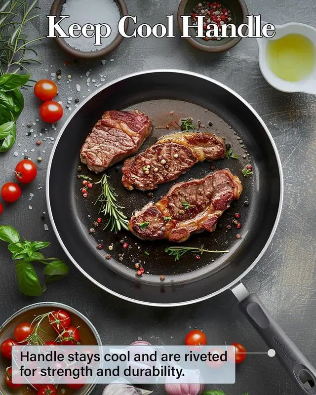 Alt view image 5 of 7 - Cook N Home Nonstick Saute Skillet Fry Pan, 9.5 Inch Kitchen Non-stick Cookware Cooking Frying Pan, Induction Compatible, Turquoise