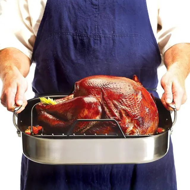 Alt view image 7 of 7 - All-Clad Specialty Stainless Steel Large Roaster with Nonstick Rack 13x16 Inch Oven Broiler Safe 500F Roaster Pan, Pots and Pans, Cookware Silver