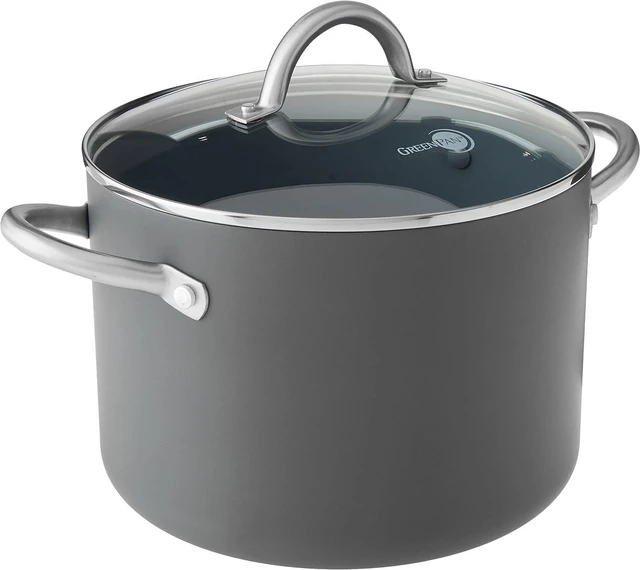 Main image of GreenPan Lima Hard Anodized Healthy Ceramic Nonstick 8QT Stock Pot with Lid, PFAS-Free, Oven Safe, Gray