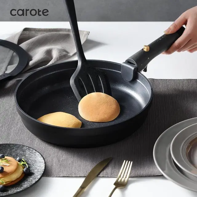 Alt view image 3 of 7 - CAROTE 20pcs Pots and Pans Set Non Stick, Nonstick Cookware Set, Dishwasher/Oven/Fridge Safe Pots and Pans, Removable Handle RV Oven Safe Cookware, Induction Kitchen Set, Black