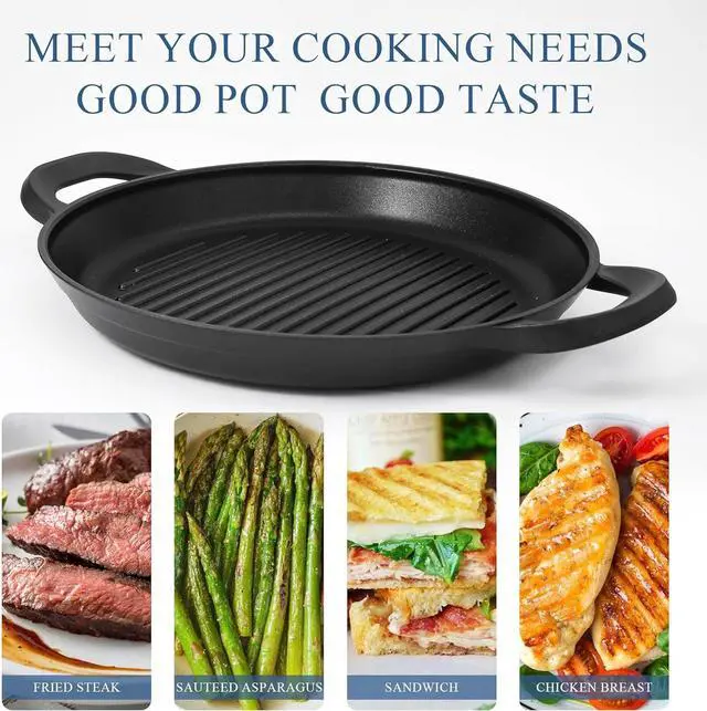 Alt view image 2 of 7 - Vinchef Nonstick Grill Pan for Stove tops | 13.0" Skillet, Indoor Induction Cast-aluminum Grill Pan with Lid and Anti-Scalding Tools, GRANITEC Nonstick Coating, Dishwasher & Oven Safe