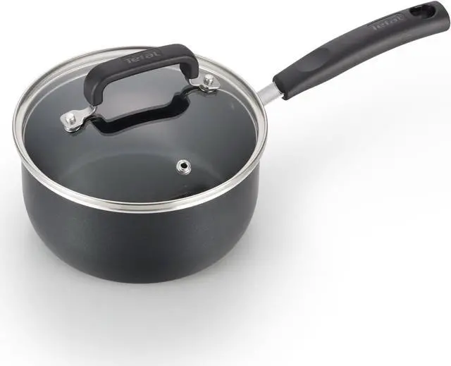 Main image of T-fal Signature Non Stick Sauce Pan w/ Glass Lid 3 Quart, Oven Broiler Safe 350F, Scratch Resistant, Comfortable handle, Versatile & Convenient, Cookware, Pots and Pans, Dishwasher Safe, Black